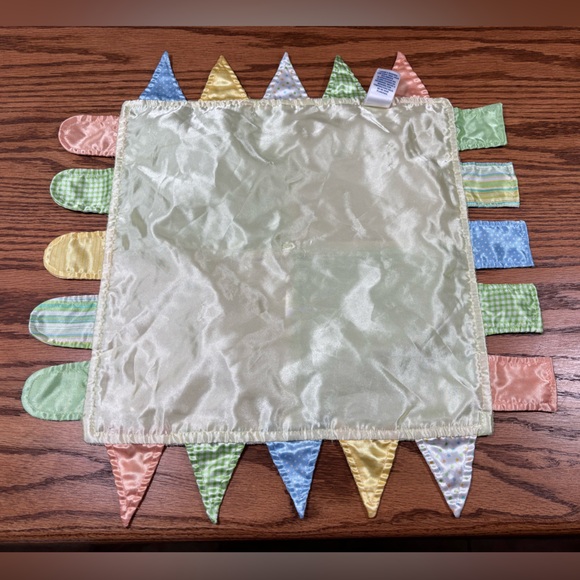 CARTERS Child of Mine Colorblock Lovey Blanket Yellow Green Satin Tags VTG - Picture 2 of 7